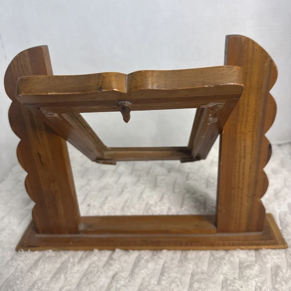 Authentic 1940s Signed Handcrafted Cedar Folk Art Picture Tabletop Frame Hearts